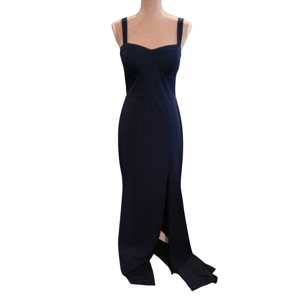 Trixxi Navy Blue Sweetheart Corset Dress Front Slit Size 11 Formal Floor Length